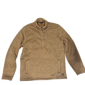 Eddie Bauer Mens Quarter-Zip Fleece Pullover Sweater Brown Med mock neck Outdoor